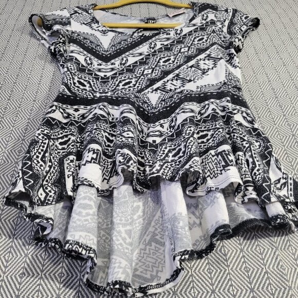 COPY - Gemstone Flowy Black And White Aztec Design Shirt Size Small - Picture 7 of 8